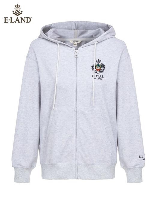 ELAND衣恋2022年春季新款运动休闲简约纯色抽绳连帽拉链卫衣女 EEMTC23E1M 商品图5