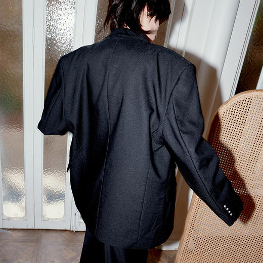   NUTH原创设计黑色大廓形宽垫肩宽松休闲西装男Oversize西服女百搭 商品图1