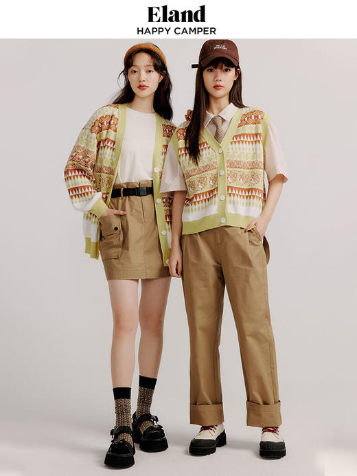ELAND衣恋复古时尚气质V领洋气无袖针织马甲女EEVKC23Q1N 商品图1