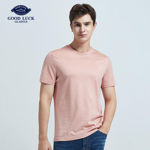 GOOD LUCK/德鲨棉混纺舒适柔软多彩净色简约圆领短袖T恤LY13533 商品图5