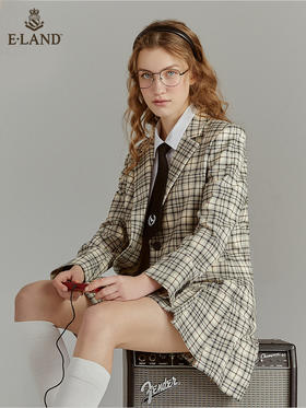 ELAND衣学院时尚显瘦格纹气质短裙女EEWHC23N1M
