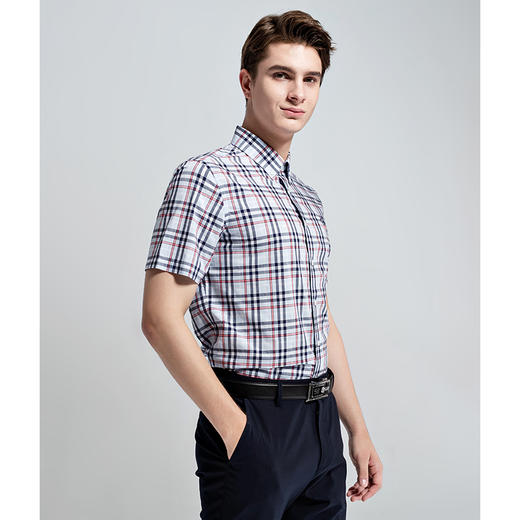 GOOD LUCK/德鲨经典格纹亲肤柔软舒适短袖衬衫LY11416-858 商品图2