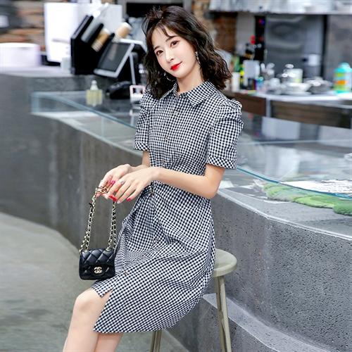 简约时尚，格子优雅气质潮流连衣裙HR-BX2007 商品图3