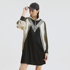 谜底长袖连衣裙2022新款撞色拼接松身H型天丝裙225ML6071