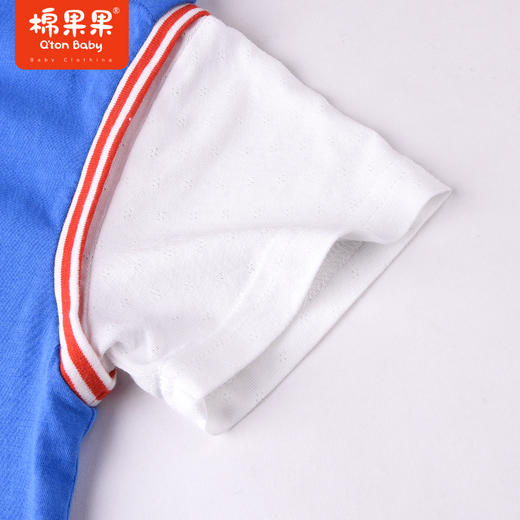 棉果果夏季男童纯棉假两件短袖连体衣运动休闲风M212727222344 商品图5