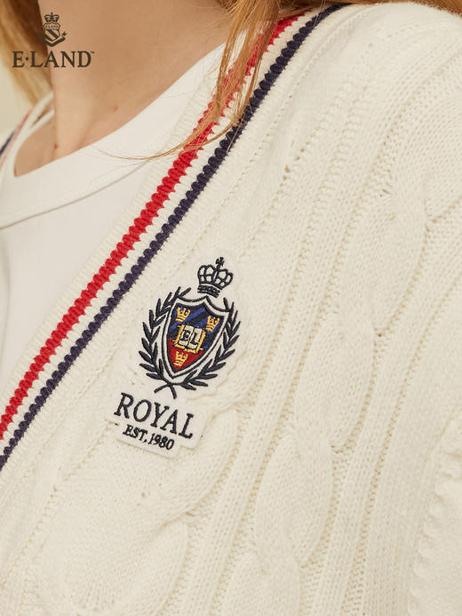 ELAND衣恋学院风撞色V领青春减龄针织开衫女EECKC23H2M 商品图3