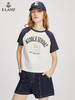 ELAND衣恋2022年春季新款小个子美式设计感撞色插肩纯棉T恤上衣女EERAC24N2M 商品缩略图2