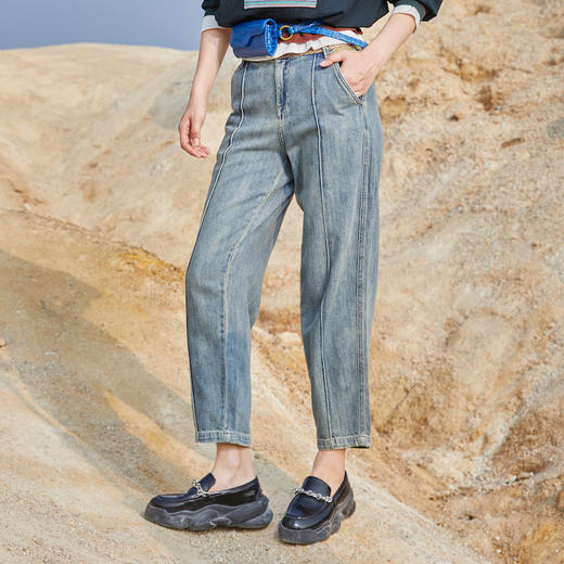 MIIDII/谜底21秋新复古年轻纯棉老爹牛仔裤225MK6001 商品图0