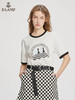 ELAND衣恋2022年春季新款撞色圆领宽松休闲时尚印花T恤女EERAC23Q1N 商品缩略图0