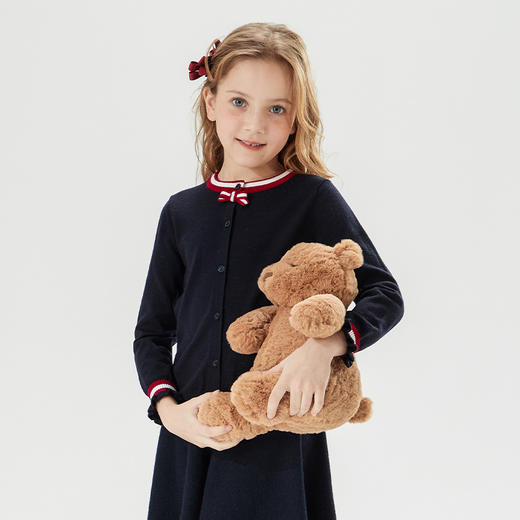 mettekids儿童毛衣2022春季新款开衫打底衫蝴蝶结女童可爱针织衫 商品图3