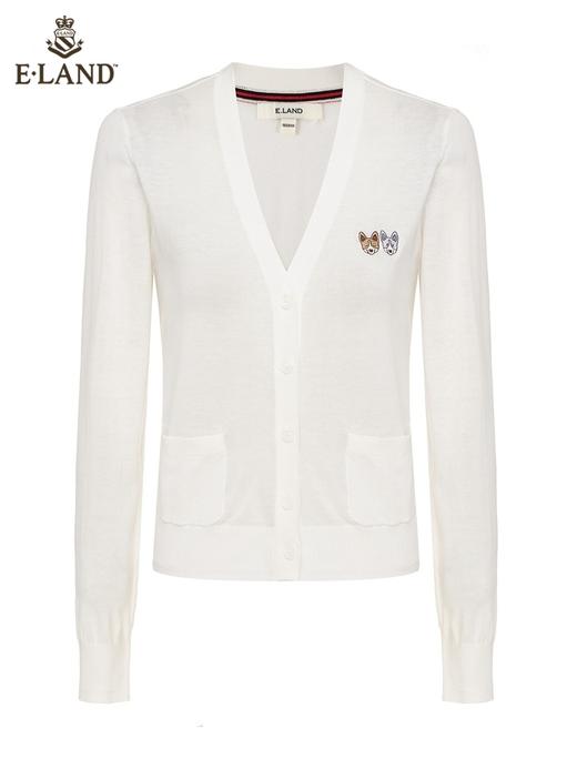 ELAND衣恋新款简约纯色复古甜美短款柯基针织开衫女EECKC23E1M 商品图4