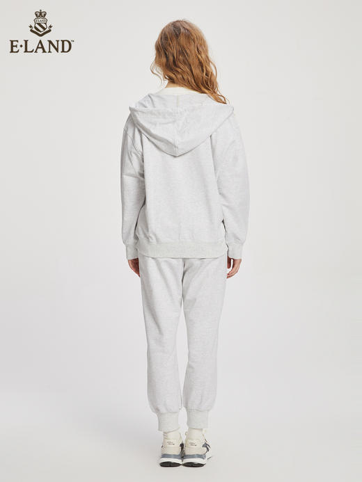 ELAND衣恋2022年春季新款运动休闲简约纯色抽绳连帽拉链卫衣女 EEMTC23E1M 商品图1