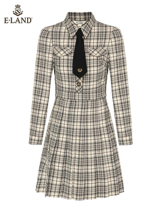 ELAND衣恋学院风复古格纹青春减龄衬衫连衣裙女EEOWC23N2M 商品图4