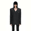   NUTH无领宽松修身黑色西装V领西服外套女 商品缩略图0