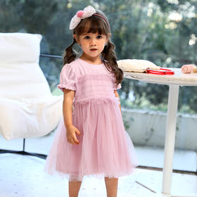 棉果果夏季女童纯棉纱纱短袖连衣裙M222701422305