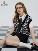 ELAND衣恋青春学院风气质V领复古格纹针织马甲女EEVKC23Q2N 商品缩略图0