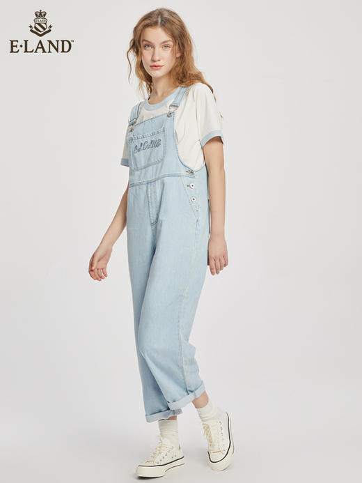 ELAND衣恋元气俏皮甜美可爱显瘦直筒背带牛仔裤女EETJC24Q1N 商品图1