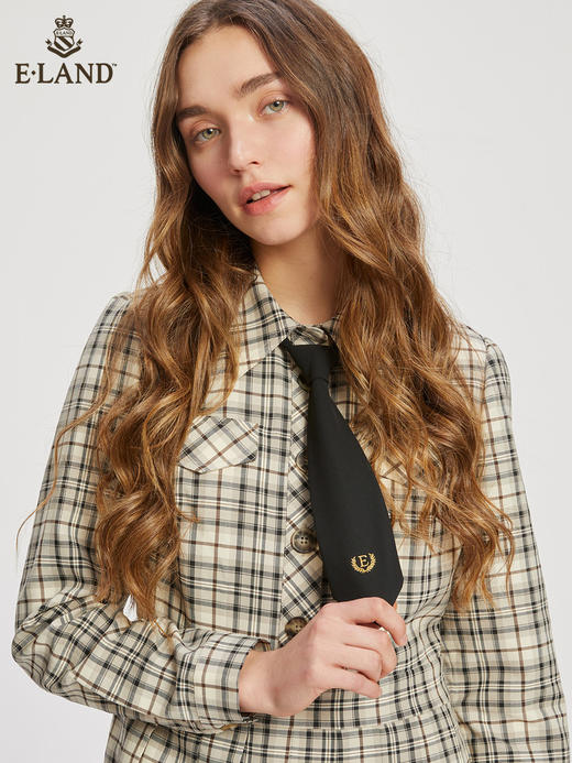ELAND衣恋学院风复古格纹青春减龄衬衫连衣裙女EEOWC23N2M 商品图3