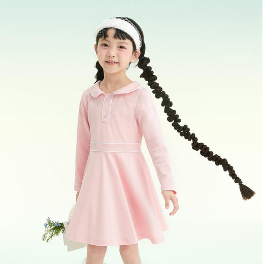 mettekids儿童连衣裙2022春季新款女童裙子潮洋气时髦粉色公主裙 商品图1