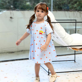 棉果果夏季女童纯棉印花短袖连衣裙M222701222258