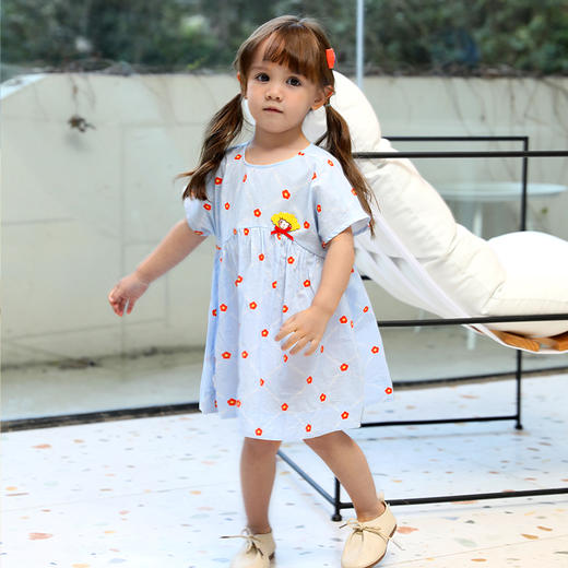 棉果果夏季女童纯棉印花短袖连衣裙M222701222258 商品图0