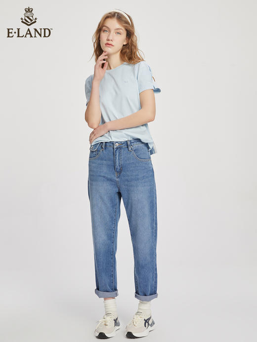 ELAND衣恋2022年春季新款简约纯色个性袖口小众设计感柯基T恤女EERAC24H2M 商品图1