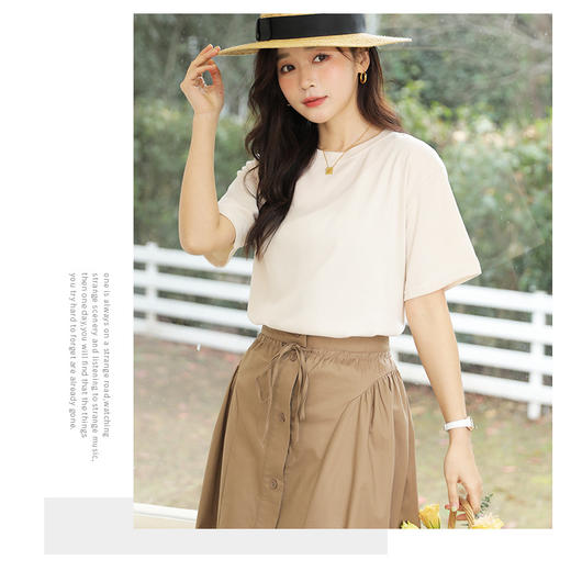 「马卡龙棉！感受不一样的质感」纯色女装春夏外穿宽松打底上衣圆领内搭套头短袖 商品图3