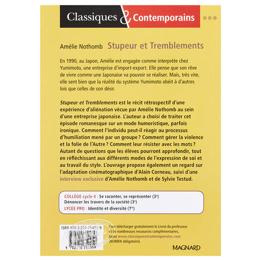 【中商原版】【法文版】阿梅丽·诺冬：诚惶诚恐（1999年法兰西学院小说奖）法文原版 Stupeur et tremblements Amélie Nothomb 法国获奖小说 商品图1