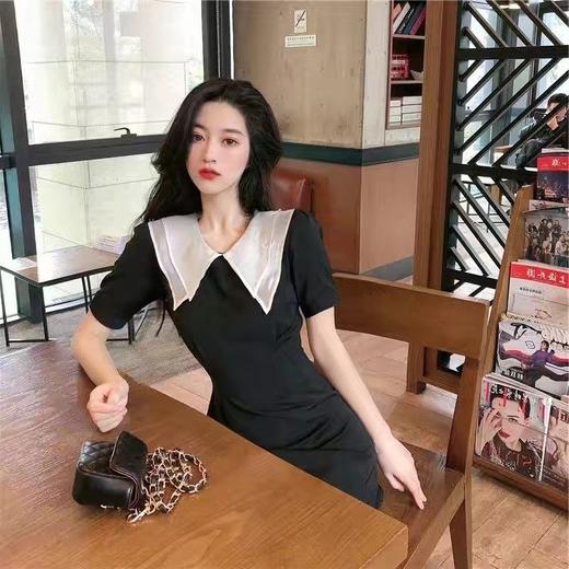 黛唯梵2022新款高腰显瘦小黑裙女翻领名媛气质炸街桔梗连衣裙国庆清明出游 商品图7