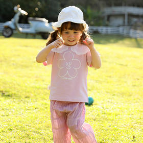 棉果果夏季女童纯棉花边翻领短袖T恤气质M222140222291