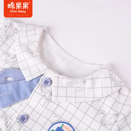 棉果果夏季男童纯棉小绅士短袖对开连体衣M212722222345 商品图5