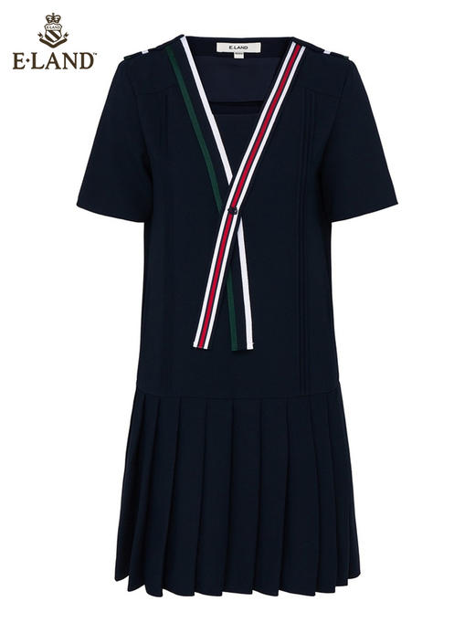 ELAND衣恋个性时尚撞色条纹设计感小众连衣裙女EEOWC24H1M 商品图4