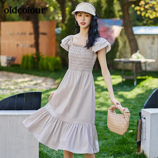 oldcolour2022夏季新品休闲垂感短袖连衣裙BO22101025B 商品图1