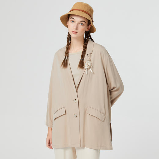 Famecoco范可儿天丝西装外套女薄款新款慵懒风宽松防晒衣女夏F223AB007 商品图3
