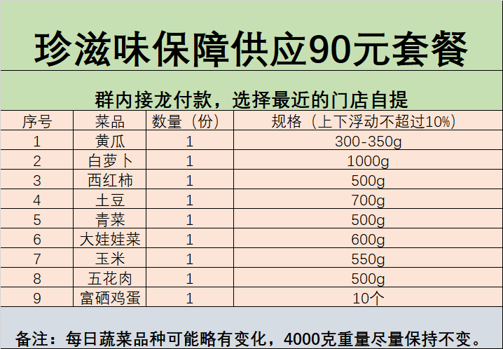 珍滋味保障供应90元套餐