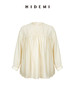 HIDEMI 轻盈风缕感简约设计感轻缎感压褶上衣 沁心绿/奶油米 商品缩略图12