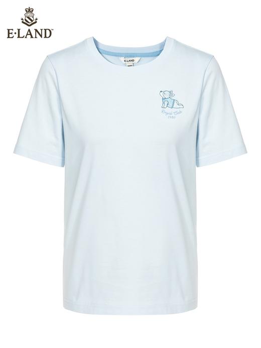 ELAND依恋2022夏季新款甜美学院风圆领直筒T恤短袖女EERAC24E1M 商品图3