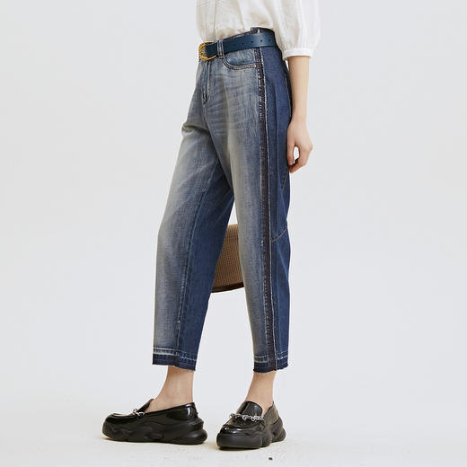 谜底2022夏季新款纯棉牛仔裤宽松显瘦哈伦裤直筒裤225MK6069 商品图1