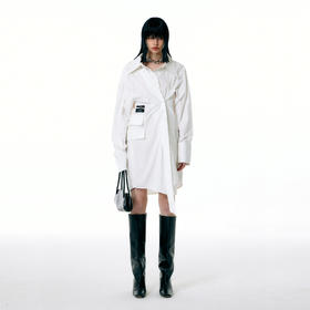   NUTH白色中长款多穿法衬衫春季新款青春时尚休闲衬衣