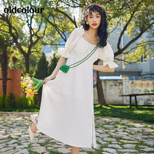oldcolour2022夏季新品气质方领连衣裙BO21101028B 商品图1