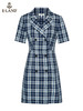 ELAND衣复古优雅别致格纹通勤西装式连衣裙女EEOWC24N7B 商品缩略图4