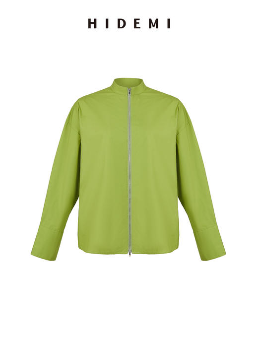 HIDEMI 简约拉链设计感自然棉质三件套套装 苹果绿衬衫/苹果绿茧型半身裙/雾霾蓝衬衫/雾霾蓝茧型半身裙/苹果绿短背心/雾霾蓝短背心 商品图10