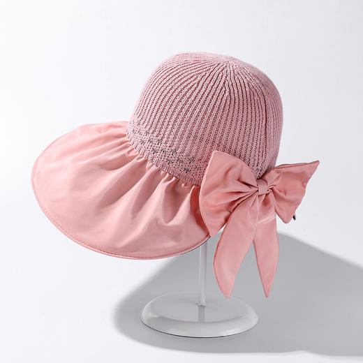 大沿帽子韩大头遮阳帽银丝线后开口蝴蝶结太阳帽 JC-1709 商品图7