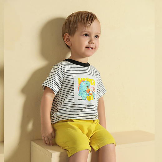 棉果果夏季男童纯棉假两件短袖连体衣M212727222279 商品图0