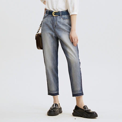 谜底2022夏季新款纯棉牛仔裤宽松显瘦哈伦裤直筒裤225MK6069 商品图0