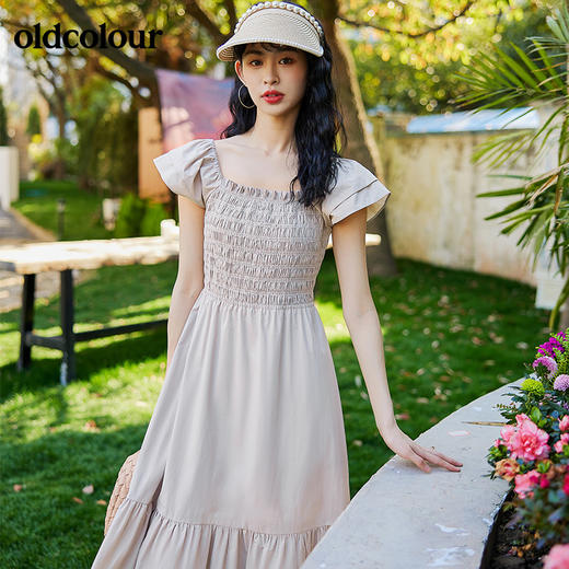 oldcolour2022夏季新品休闲垂感短袖连衣裙BO22101025B 商品图4