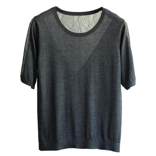 EAZYPEZY 真丝羊绒精纺拼接蕾丝套头衫 商品图4