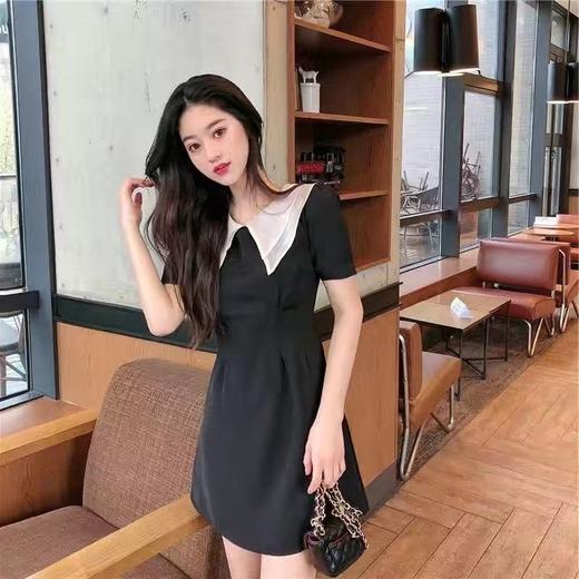 黛唯梵2022新款高腰显瘦小黑裙女翻领名媛气质炸街桔梗连衣裙国庆清明出游 商品图5