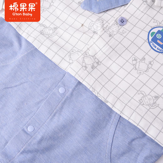 棉果果夏季男童纯棉小绅士短袖对开连体衣M212722222345 商品图3