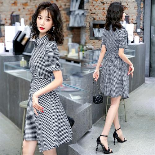 简约时尚，格子优雅气质潮流连衣裙HR-BX2007 商品图2